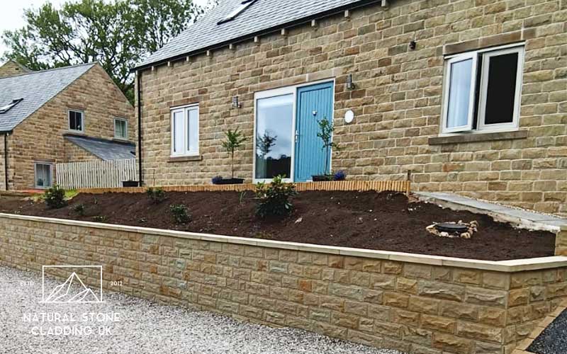 140mm coursed natural stone Yorkshire stone cladding Leeds UK 140mm coursed natural stone Yorkshire stone cladding Leeds UK