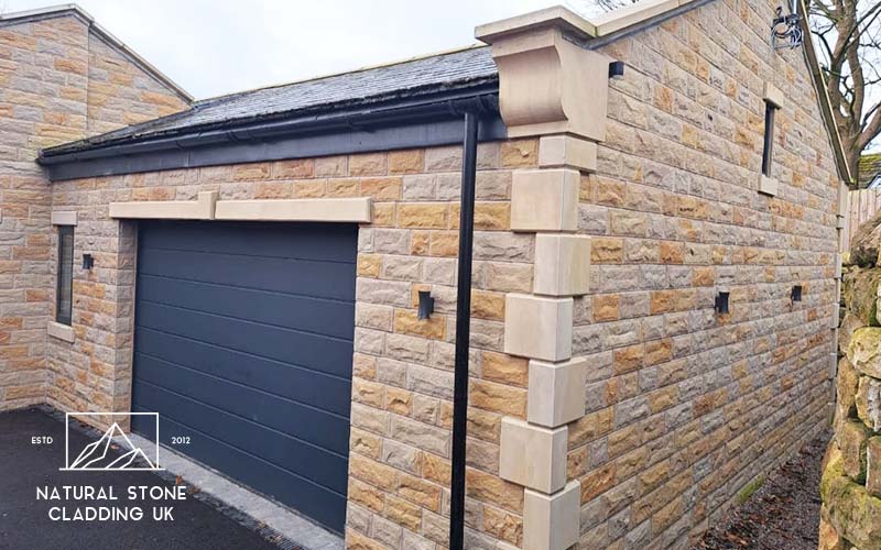 140mm coursed natural stone Yorkshire stone cladding Leeds UK 140mm coursed natural stone Yorkshire stone cladding Leeds UK